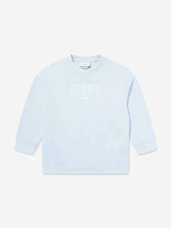 Fendi Kids Logo Sweatshirt in Blue Blue / 12 Yrs