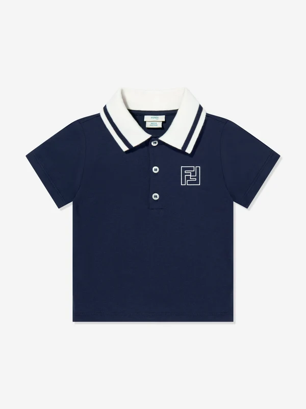 Fendi Baby Boys FF Logo Polo Shirt in Navy Navy / 18 months