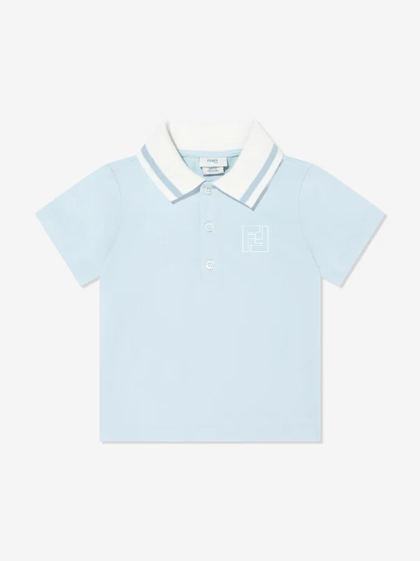 Fendi Baby Boys FF Logo Polo Shirt in Blue Blue / 9 Mths