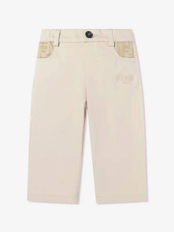 Fendi Baby Boys FF Pocket Trousers in Beige Beige / 36 Mths