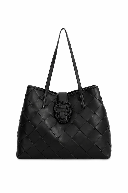 Just Cavalli Women's Woven Leather Tote Bag ONE SIZE / BLACK