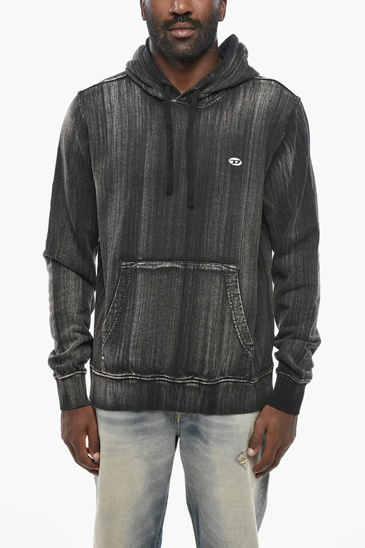 1500~Brushed Cotton Faded-Effect Hoodie S-GINN-K43 Xxs