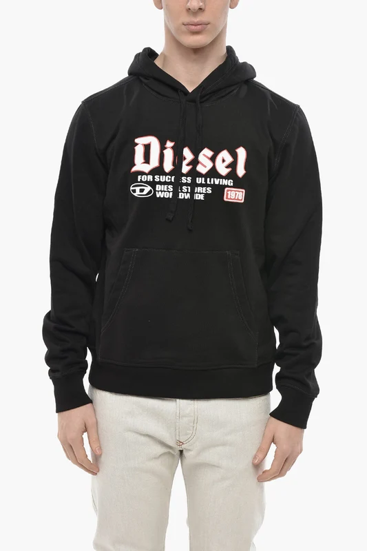 1500~Brushed Cotton Hooded Sweatshirt S-GINN-HOOD-K45 With Flocked Logo S