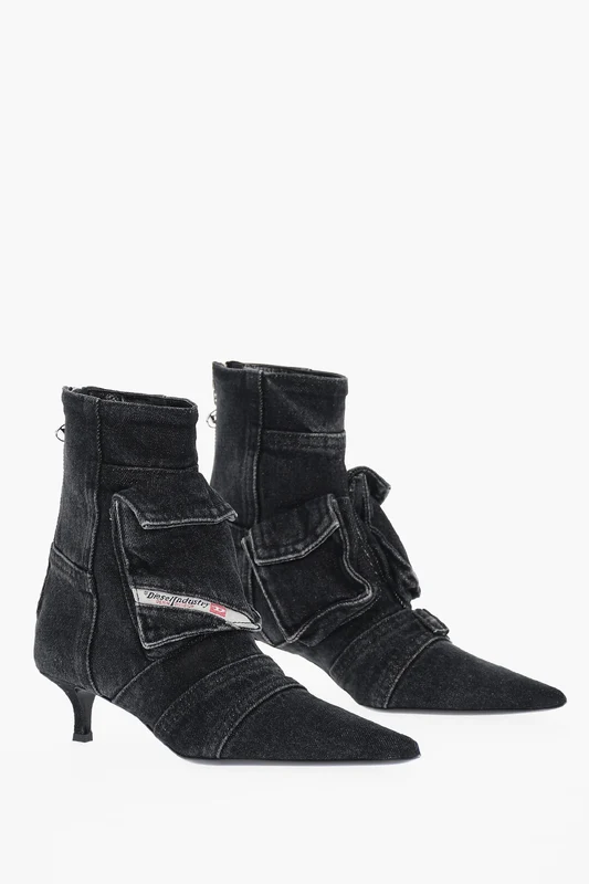 1500~Denim Ankle Boots D-VENUS with Small Pockets, 5cm 37