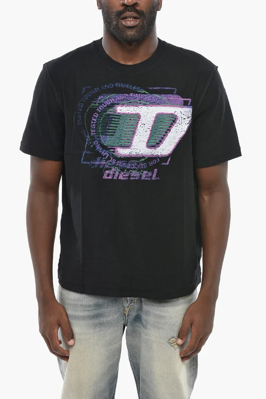 1500~Cotton Crewneck T-shirt T-ADJUST-R11 with Print Xxs