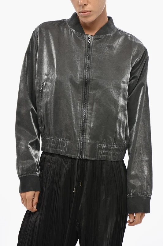 0470~Cropped Bomber Jacket G-HOST With Shiny Finish 44