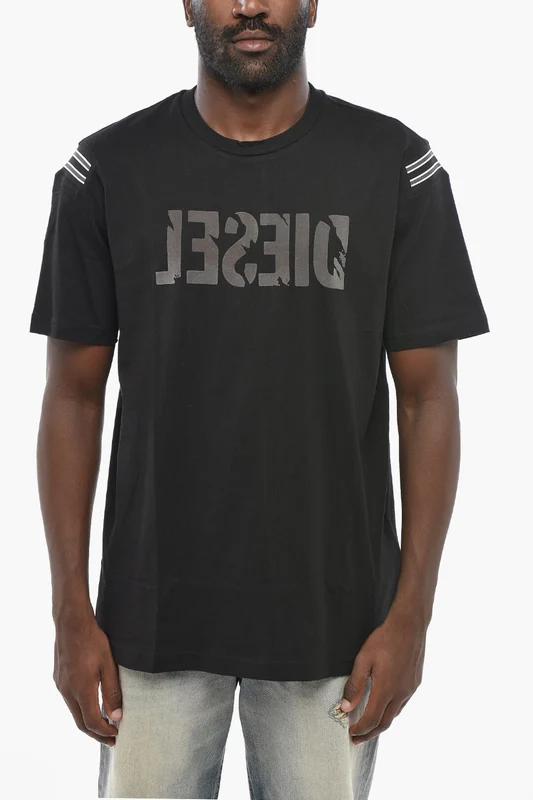 1500~Cotton Crewneck T-shirt T-JUST-RIB with Raised Velour Logo Xs