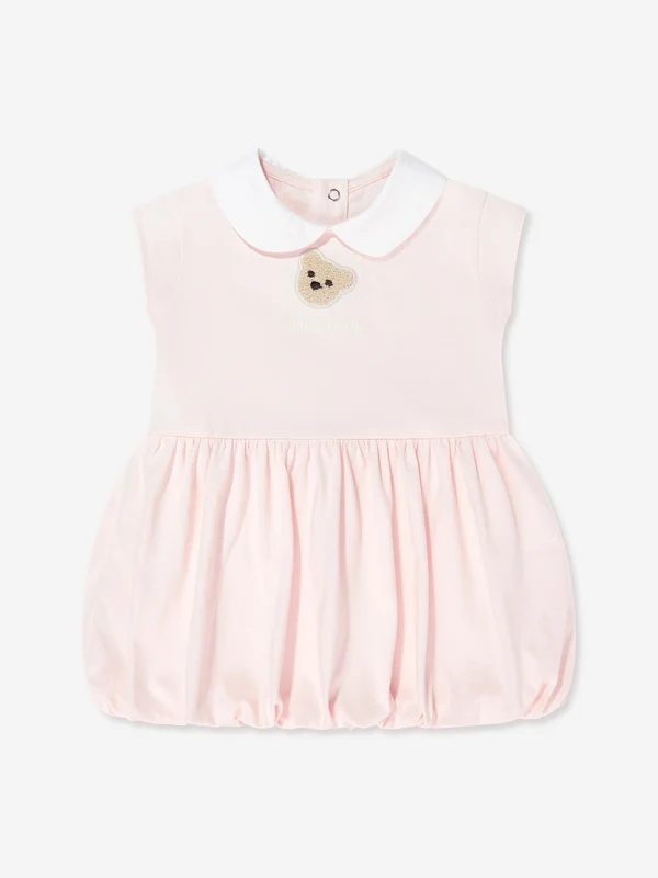Palm Angels Baby Girls Bear Patch Balloon Dress in Pink Pink / 24 months