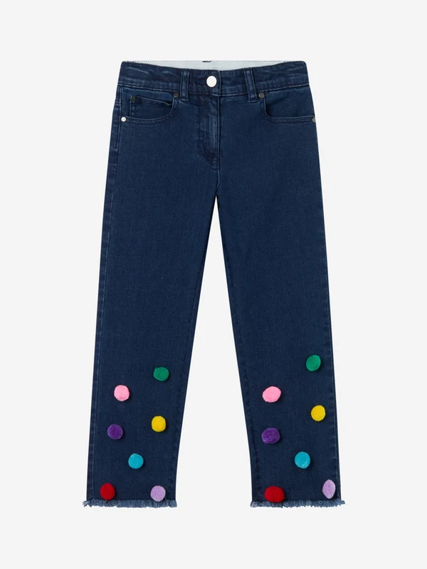 Stella McCartney Girls Pom Pom Jeans in Navy Navy / 4 Yrs
