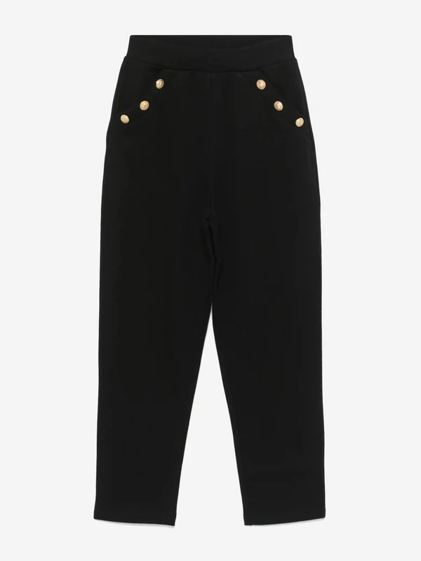Balmain Girls Logo Button Joggers in Black Black / 10 Yrs