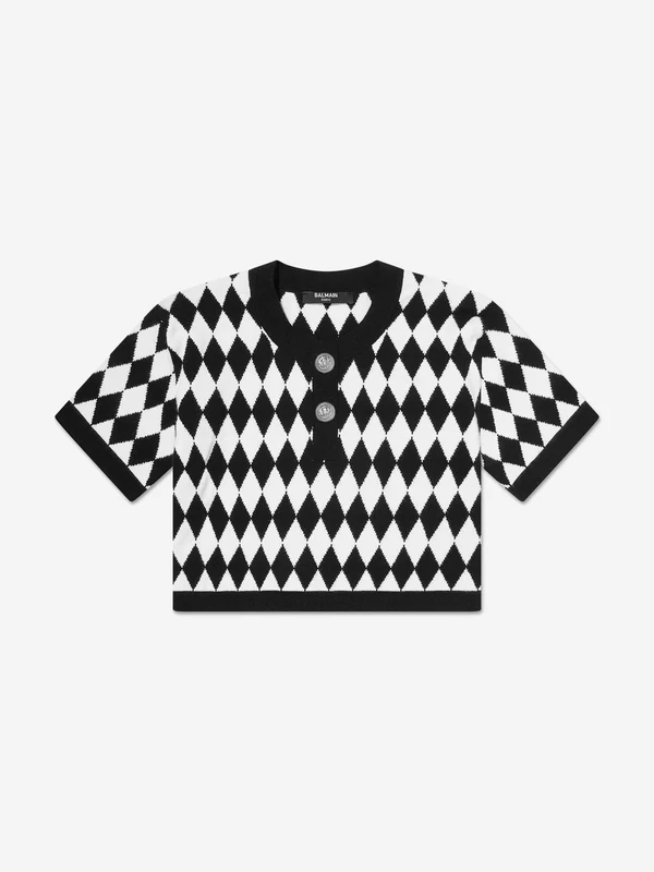 Balmain Girls Knitted Top in Black Black / 10 Yrs