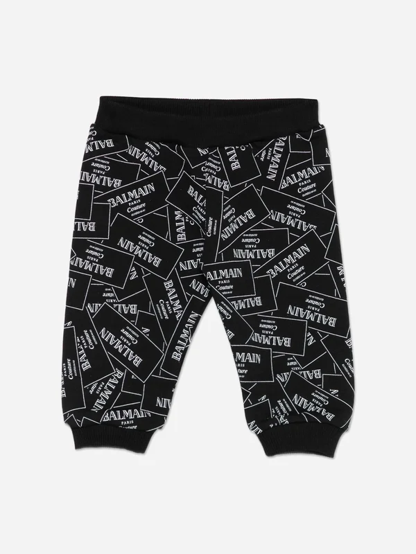 Balmain Baby Boys Logo Joggers in Black Black / 36 Mths