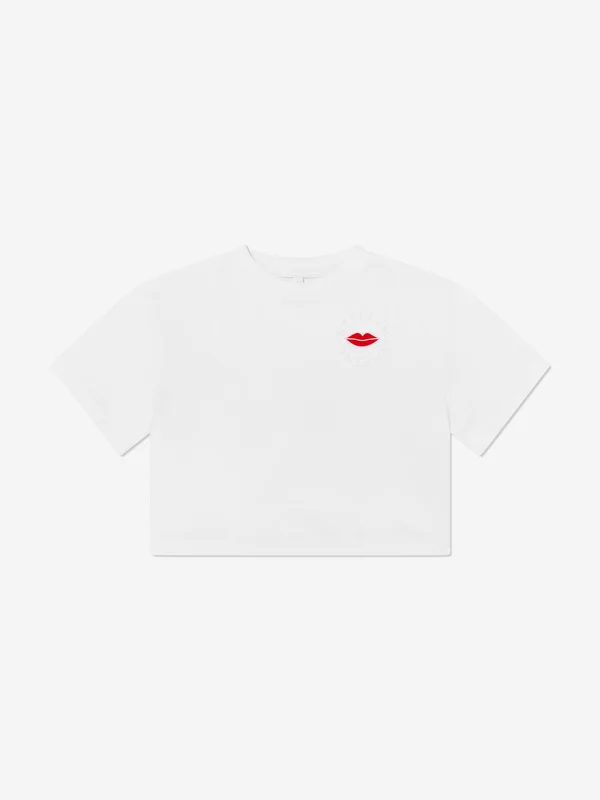 Stella McCartney Girls Lips Logo T-Shirt in White White / 16 Yrs