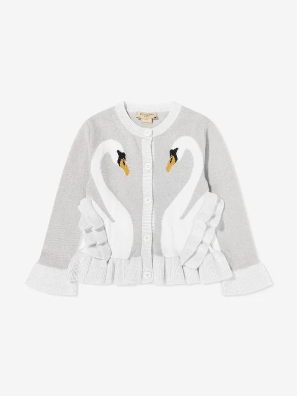 Stella McCartney Girls Swan Cardigan in Silver Silver / 3 Yrs