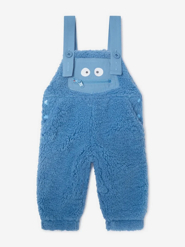 Stella McCartney Baby Boys Teddy Fleece Dungarees in Blue Blue / 24 Mths