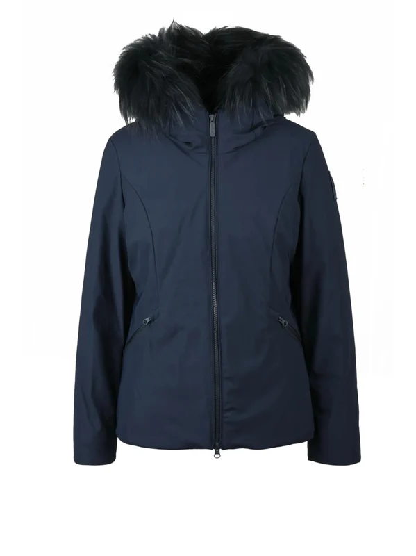 Bomboogie Fitted Short Blue Coat With Removable Fur Trim IT 48