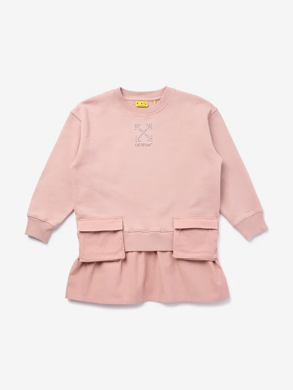 Off-White Girls Arrow Studs Cargo Dress in Pink Pink / 8 Yrs