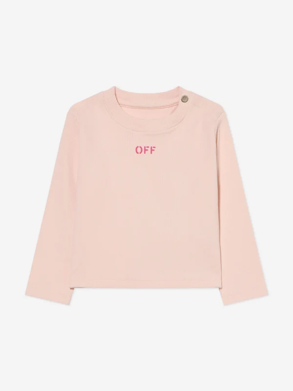 Off-White Baby Girls Off Stamp Long Sleeve T-Shirt in Pink Pink / 6 - 9 Mths