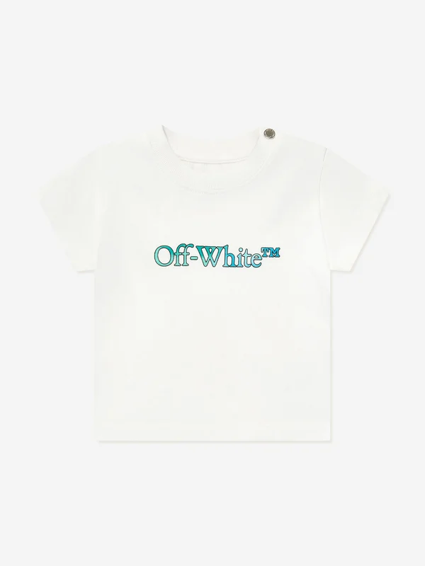 Off-White Baby Boys Bookish Watercolour T-Shirt in White White / 6 - 9 Mths