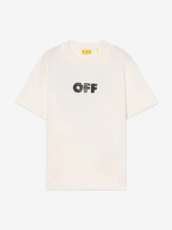 Off-White Kids Arrow Sponge Logo T-Shirt in White White / 12 Yrs