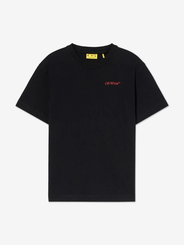 Off-White Kids Arrow Outline Flock T-Shirt in Black Black / 12 Yrs