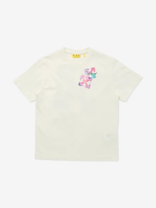 Off-White Girls Arrow Watercolour T-Shirt in White White / 6 Yrs