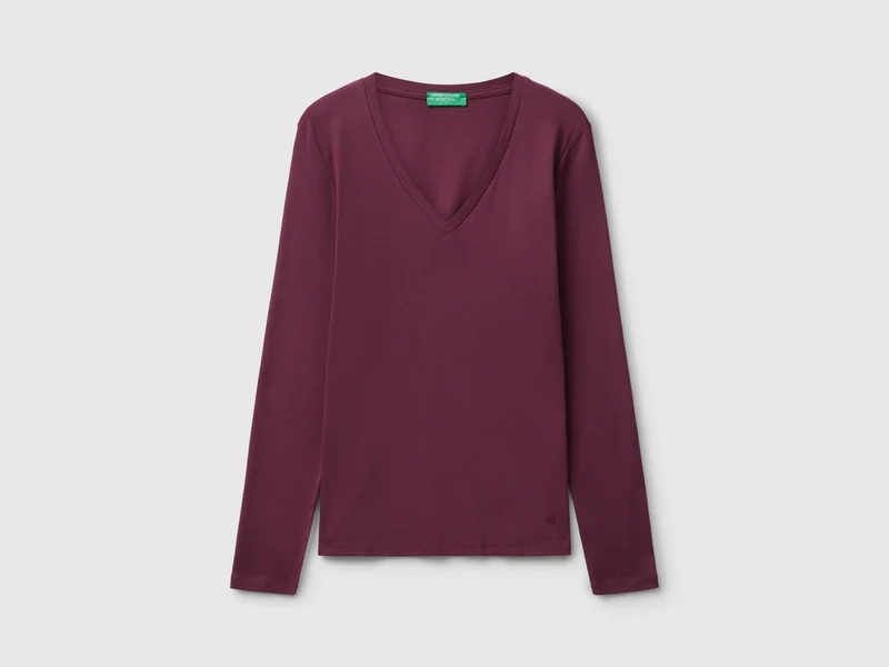 T-shirt viola con scollo a V XL