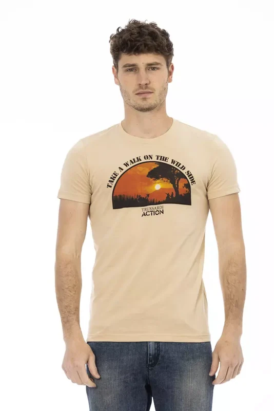 Trussardi Action Beige Cotton Men T-Shirt XL