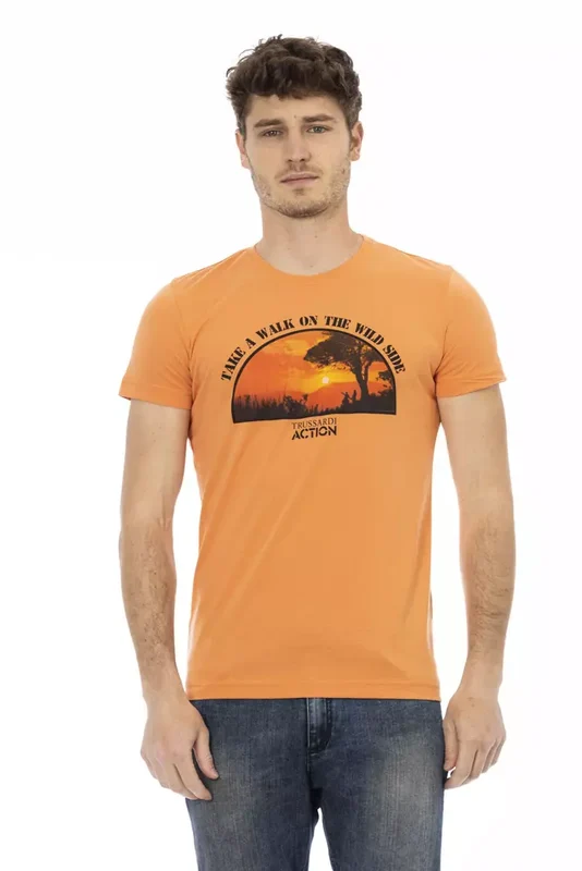 Trussardi Action Orange Cotton Men T-Shirt M