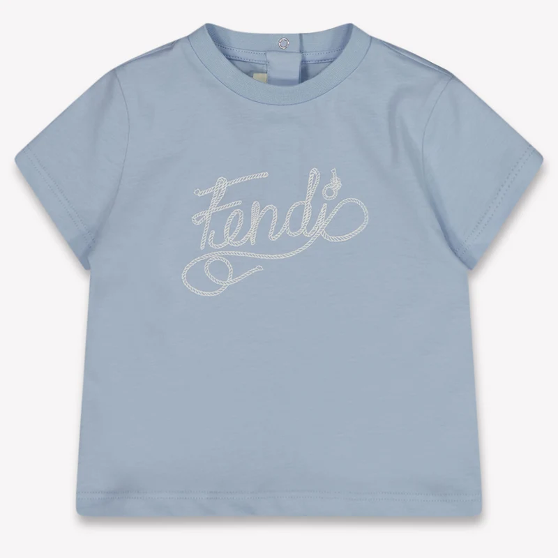 Fendi Baby Jongens T-Shirt In Licht Blauw 3 Maanden