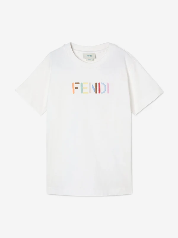 Fendi Kids Logo T-Shirt in White White / 6 Yrs