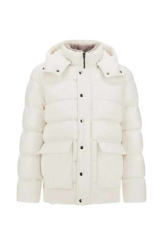Herno Ivory Hooded Polyester Puffer Jacket IT 48