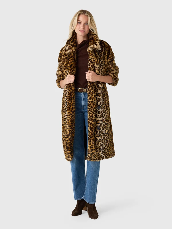 The Latest Women's Emily Faux Fur Coat M / LEOPARD