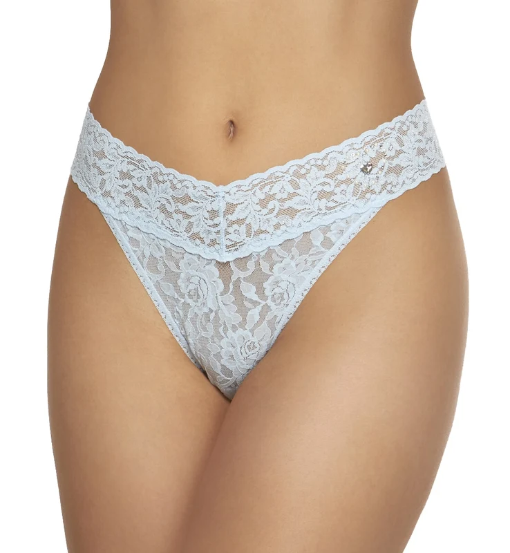 Hanky Panky Crystal Heart Original Rise Thong (48SWHRT),Powder Blue
