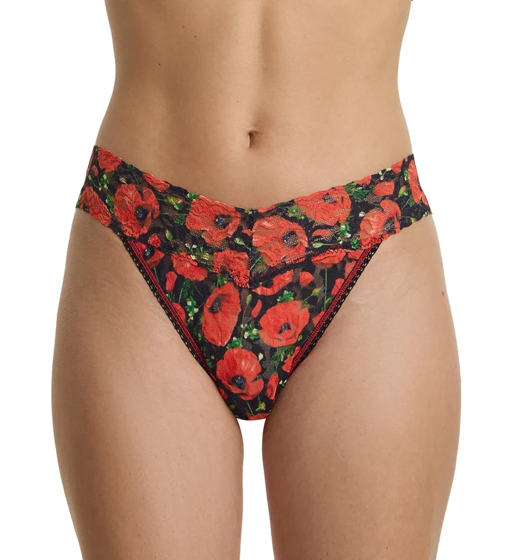 Hanky Panky Signature Lace Printed Original Rise Thong (PR4811P) - Poppy Holiday One Size