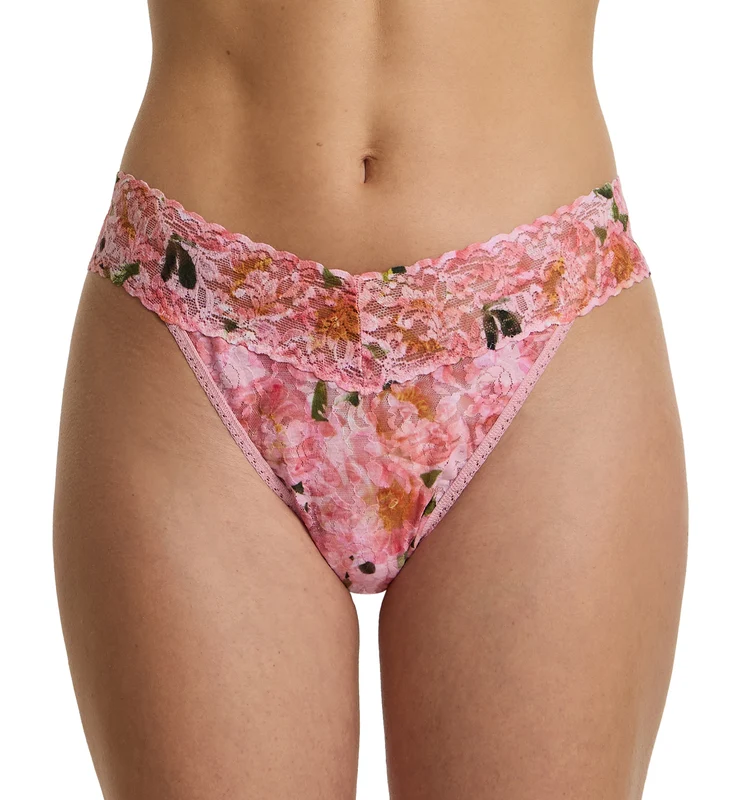 Hanky Panky Signature Lace Printed Original Rise Thong (PR4811P) - Dancing Petals One Size
