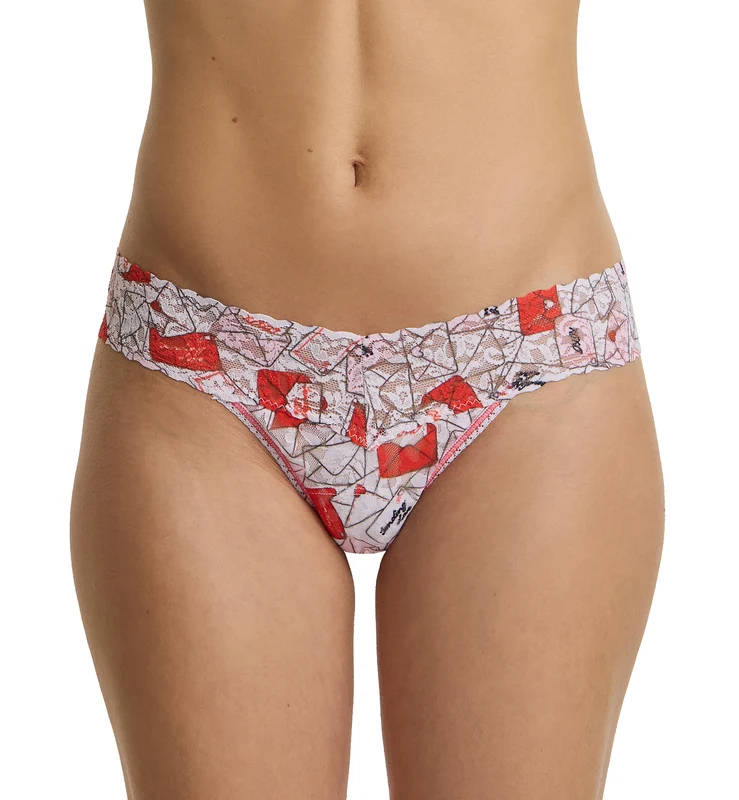 Hanky Panky Signature Lace Printed Low Rise Thong (PR4911P) - With Love One Size