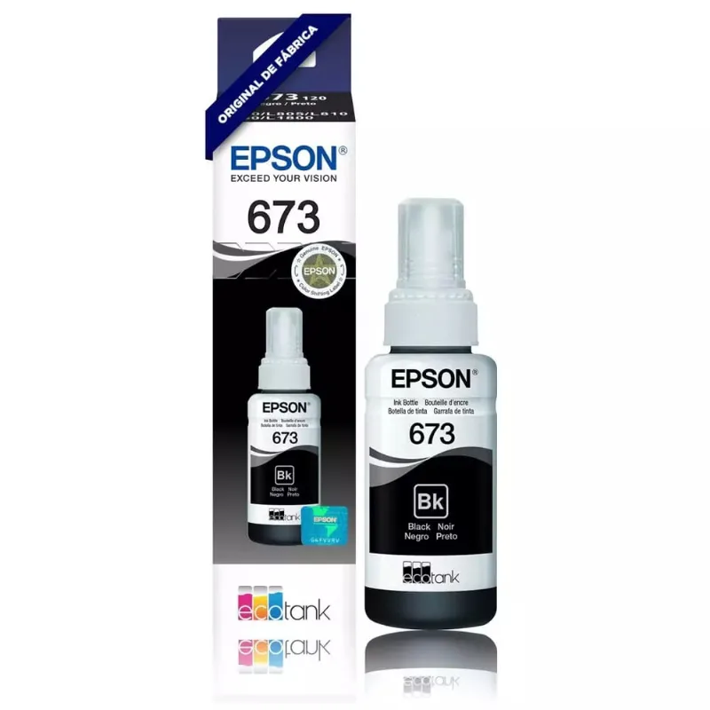 Tinta Epson 673 T673 Cor Preta T673120 Original 70ml