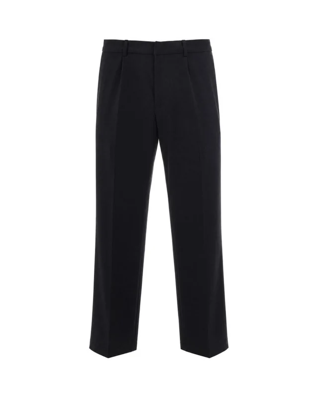 Thestroy Black Aura Double Pleat Stretch Twill Straight-Leg Pants (waist/inches) 34