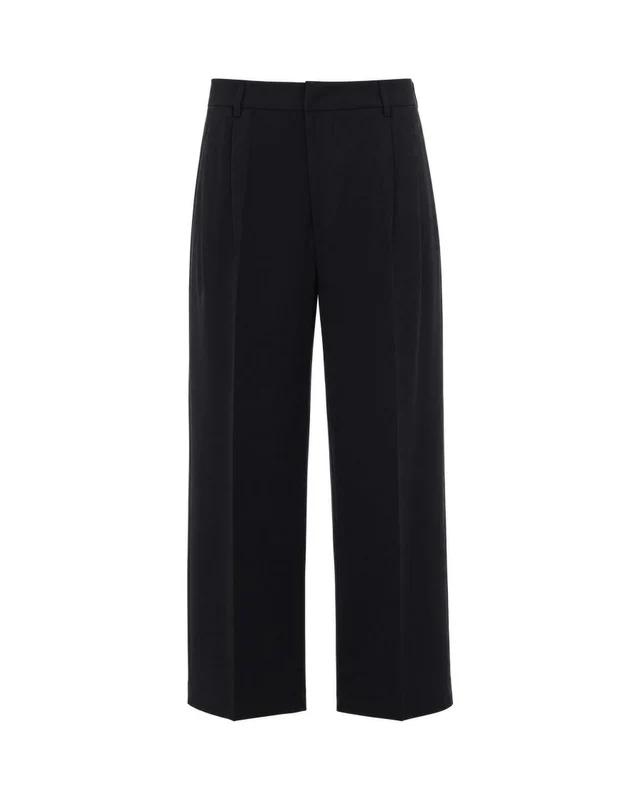 Thestroy Black Inno Double Pleat Stretch Twill Cropped Pants (waist/inches) 34