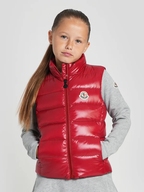 Moncler Enfant Girls Down Padded Ghany Gilet in Red Red / 14 Yrs