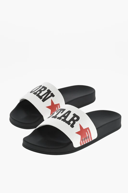 0405~Printed Hammered Leather Slides ROCCO 40