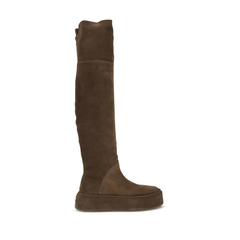 Casadei Brown Suede Leather Over The Knee EU37.5/US7.5