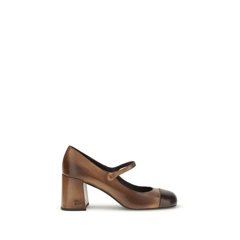 Miu Miu Brown Calf Leather Bos Taurus Ballet Flats EU38/US8