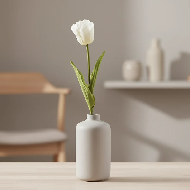 Fiore artificiale "Tulipano" in plastica, effetto realistico, da 62 cm Bianco
