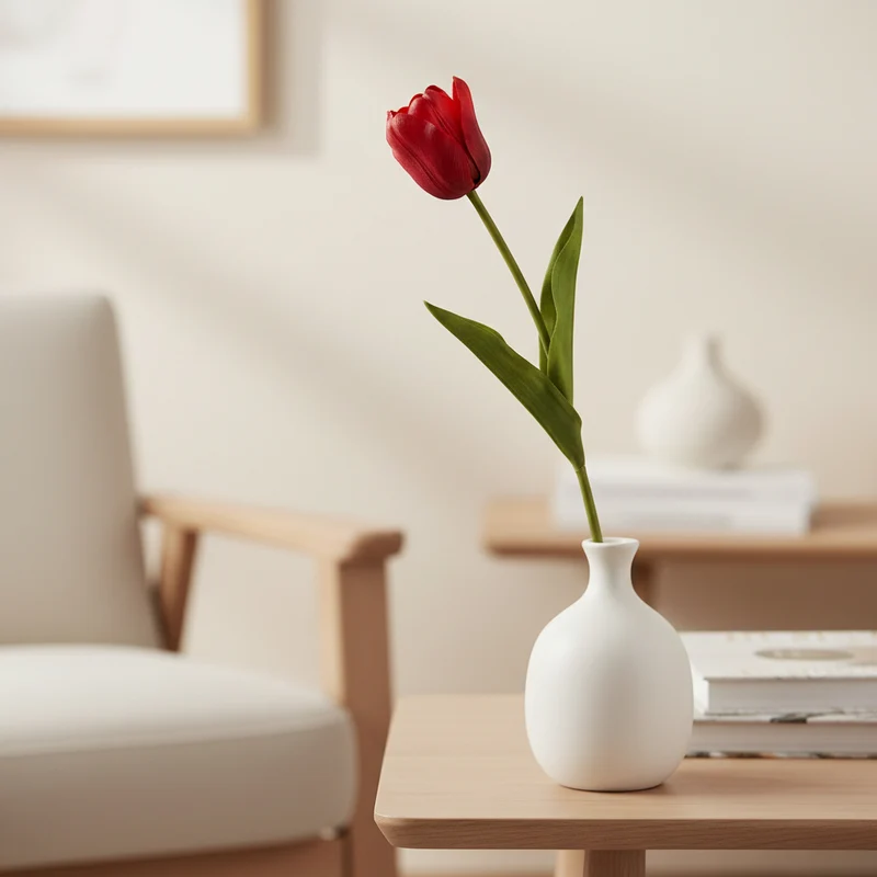 Fiore artificiale "Tulipano" in plastica, effetto realistico, da 62 cm Rosso