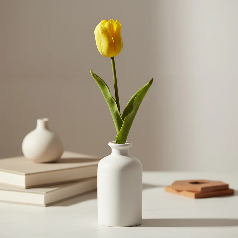 Fiore artificiale "Tulipano" in plastica, effetto realistico, da 62 cm Giallo