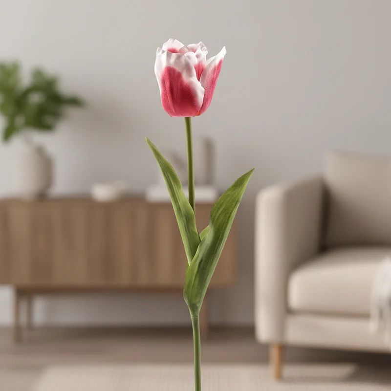 Fiore artificiale "Tulipano" in plastica, effetto realistico, da 62 cm Bianco e Fucsia