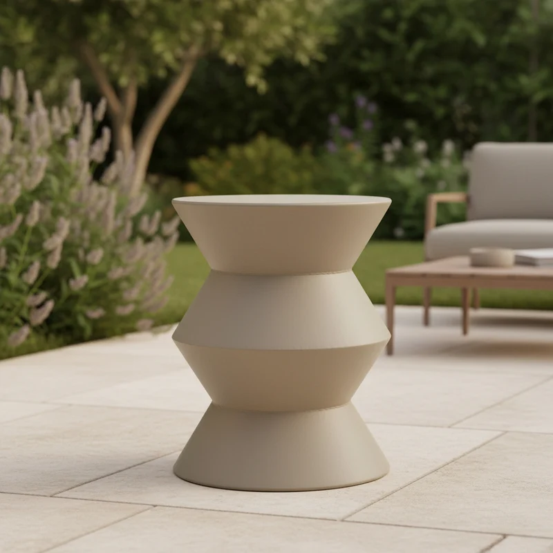 Tavolino tondo in acciaio verniciato per esterno e giardino Grigio / 48 cm