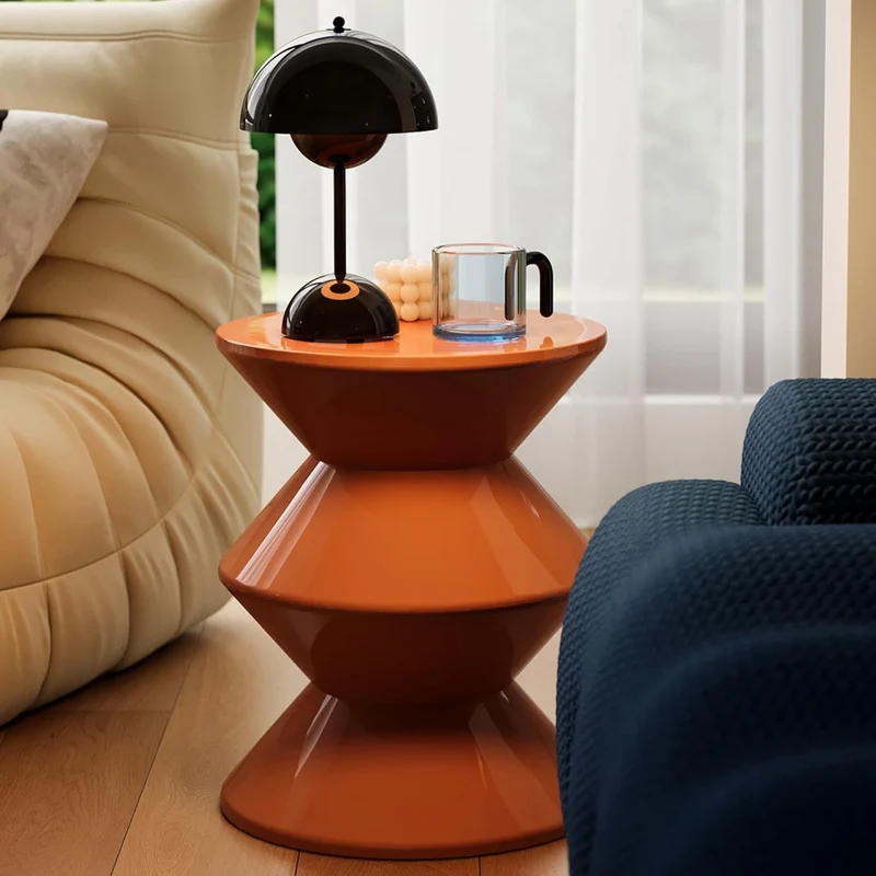 Tavolino tondo in acciaio verniciato per esterno e giardino Terracotta / 48 cm